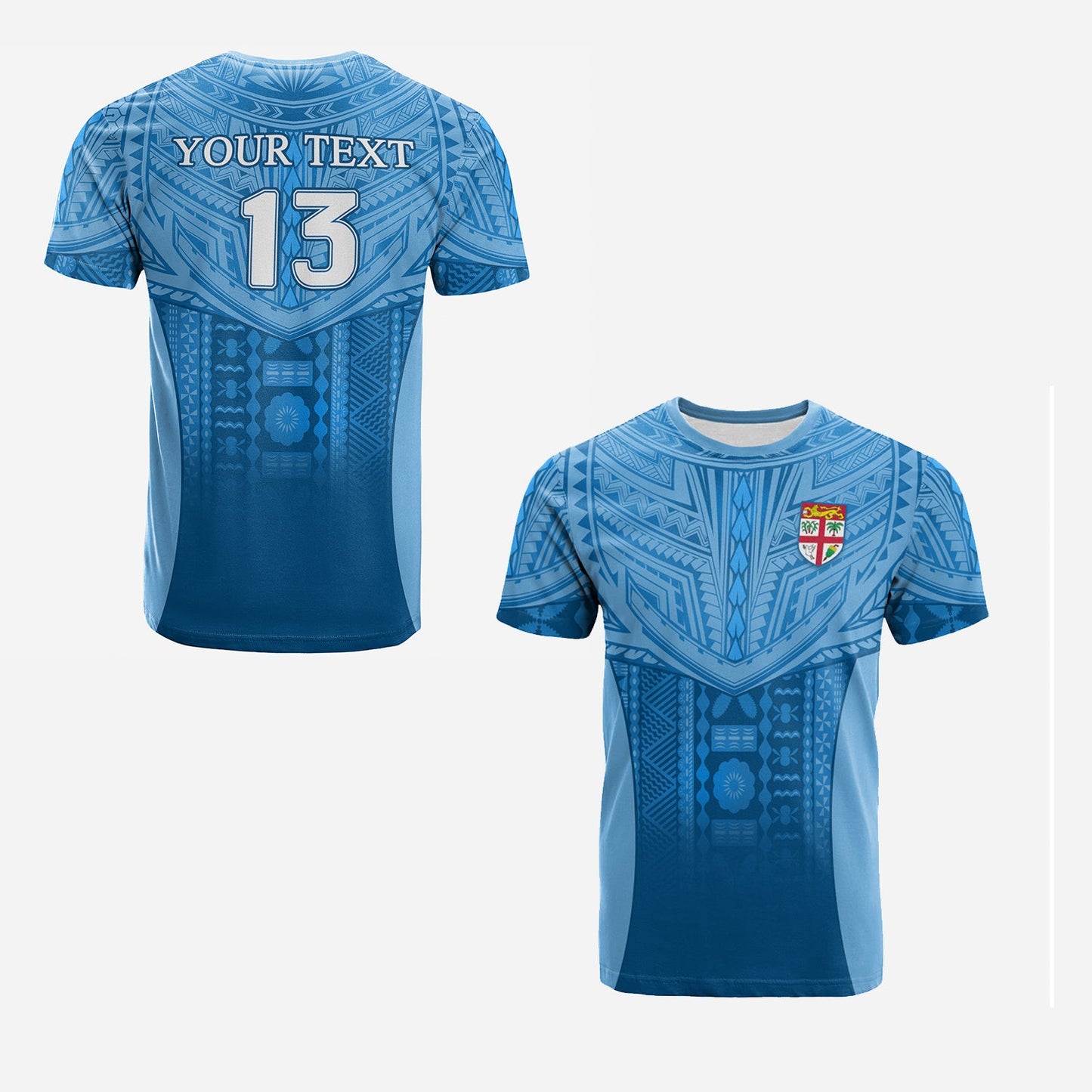 Custom Personalised Fiji Faithful T Shirt Version Blue - Custom Text And Number