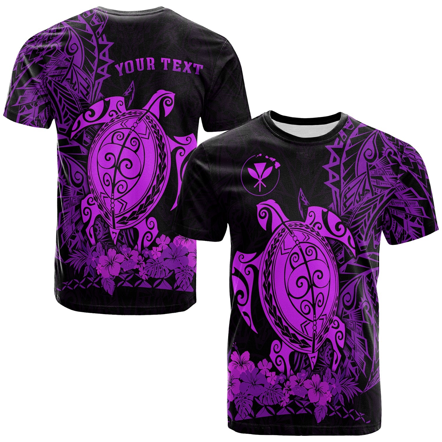(Custom Personalised) Hawaii Polynesian T Shirt Purple Sea Turtles Hawaiian