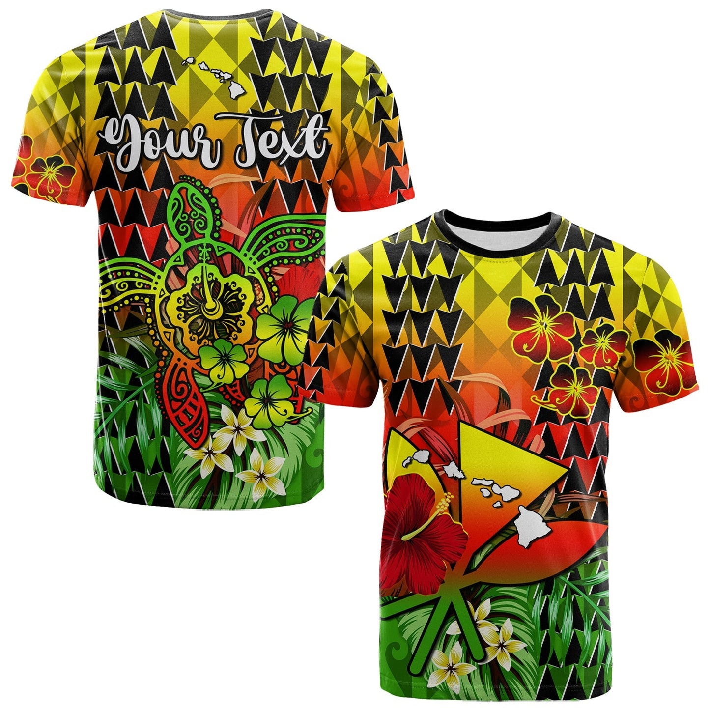 Custom Personalised Hawaii Flowers T Shirt Color Tribal Pattern Hawaiian