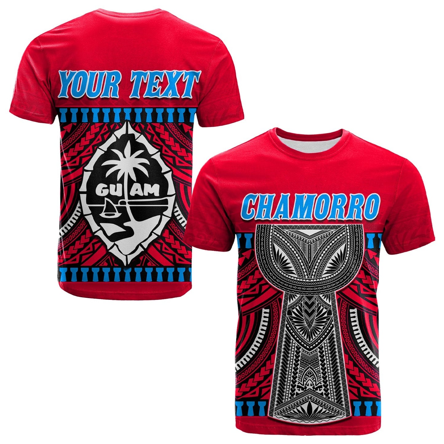 (Custom Personalised) Guam Chamorro T Shirt Latte Stone Red Polynesian Haligi