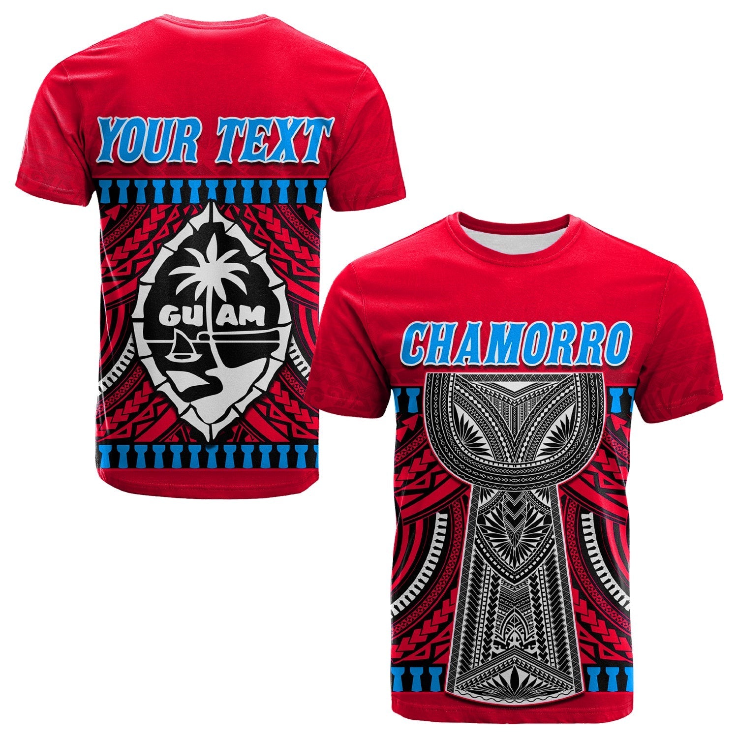 (Custom Personalised) Guam Chamorro T Shirt Latte Stone Red Polynesian Haligi