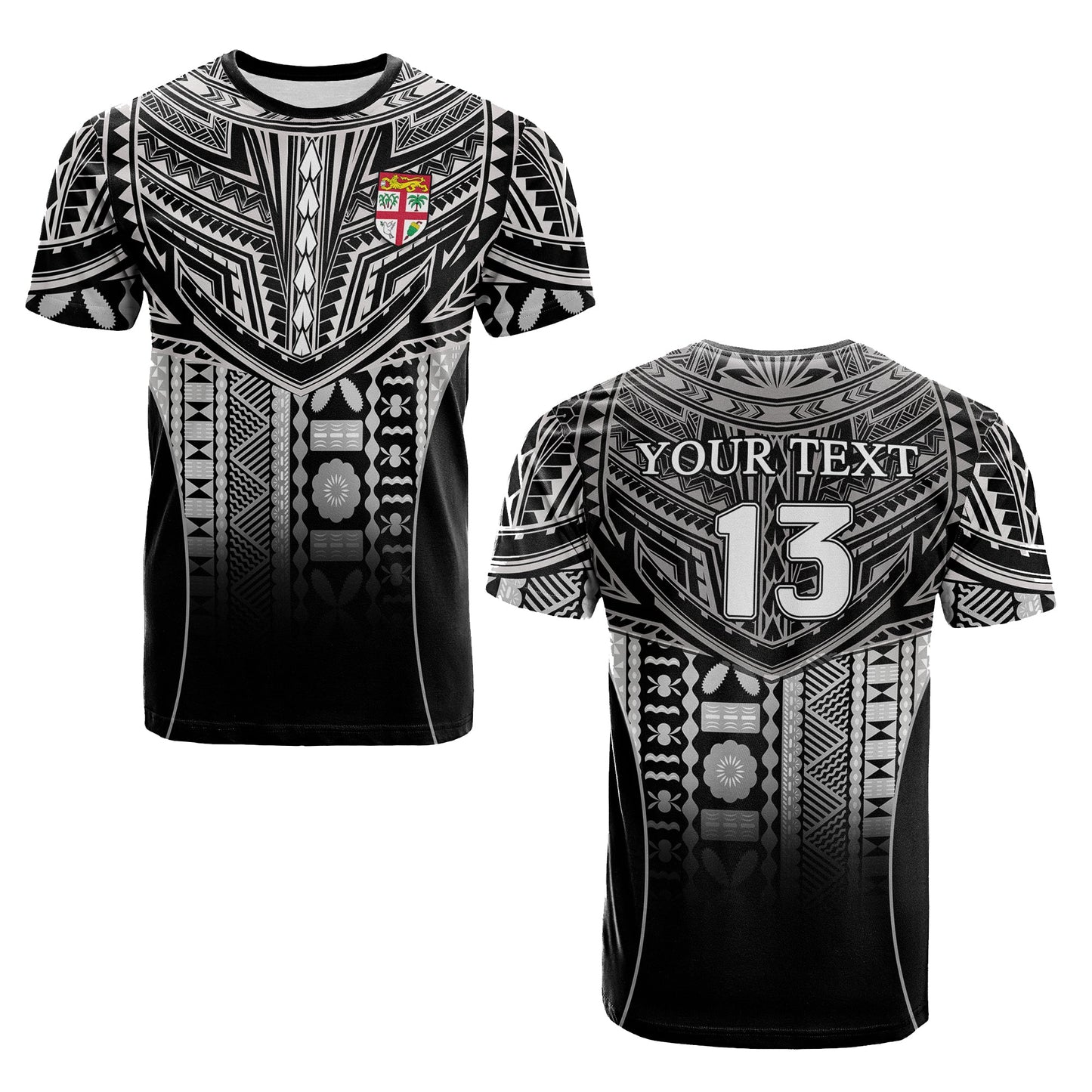 (Custom Personalised) Fiji Faithful T Shirt Version Black Custom Text and Number