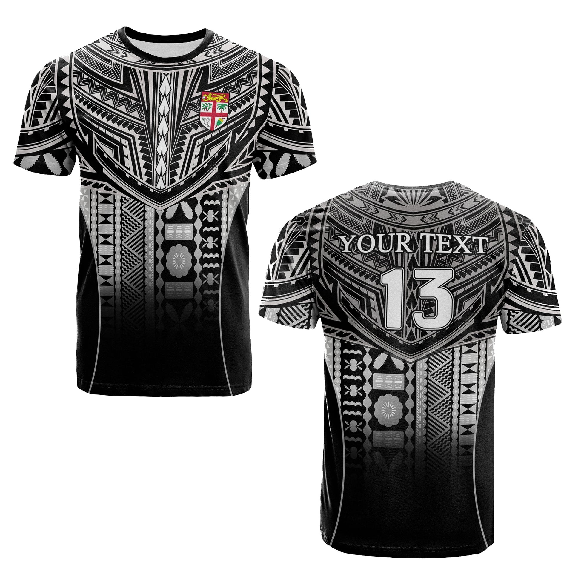 (Custom Personalised) Fiji Faithful T Shirt Version Black Custom Text and Number