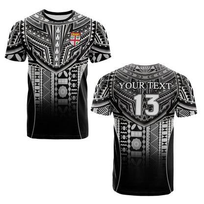 (Custom Personalised) Fiji Faithful T Shirt Version Black Custom Text and Number