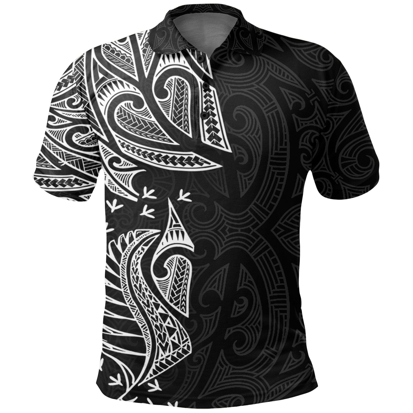 New Zealand Maori Polo Shirt, Ta Moko Tattoo Golf Shirt - White