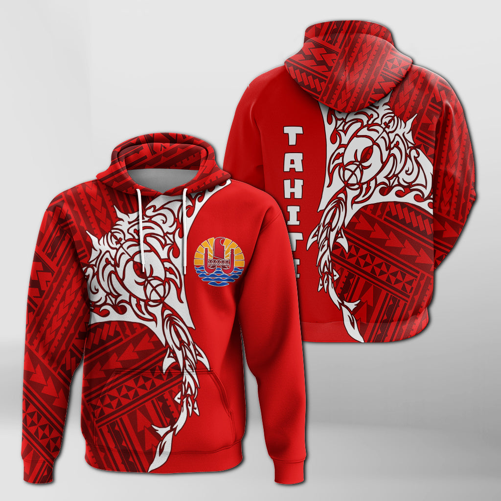 Tahiti French Polynesian Manta Spirit Guardian Tribal Pattern Hoodie