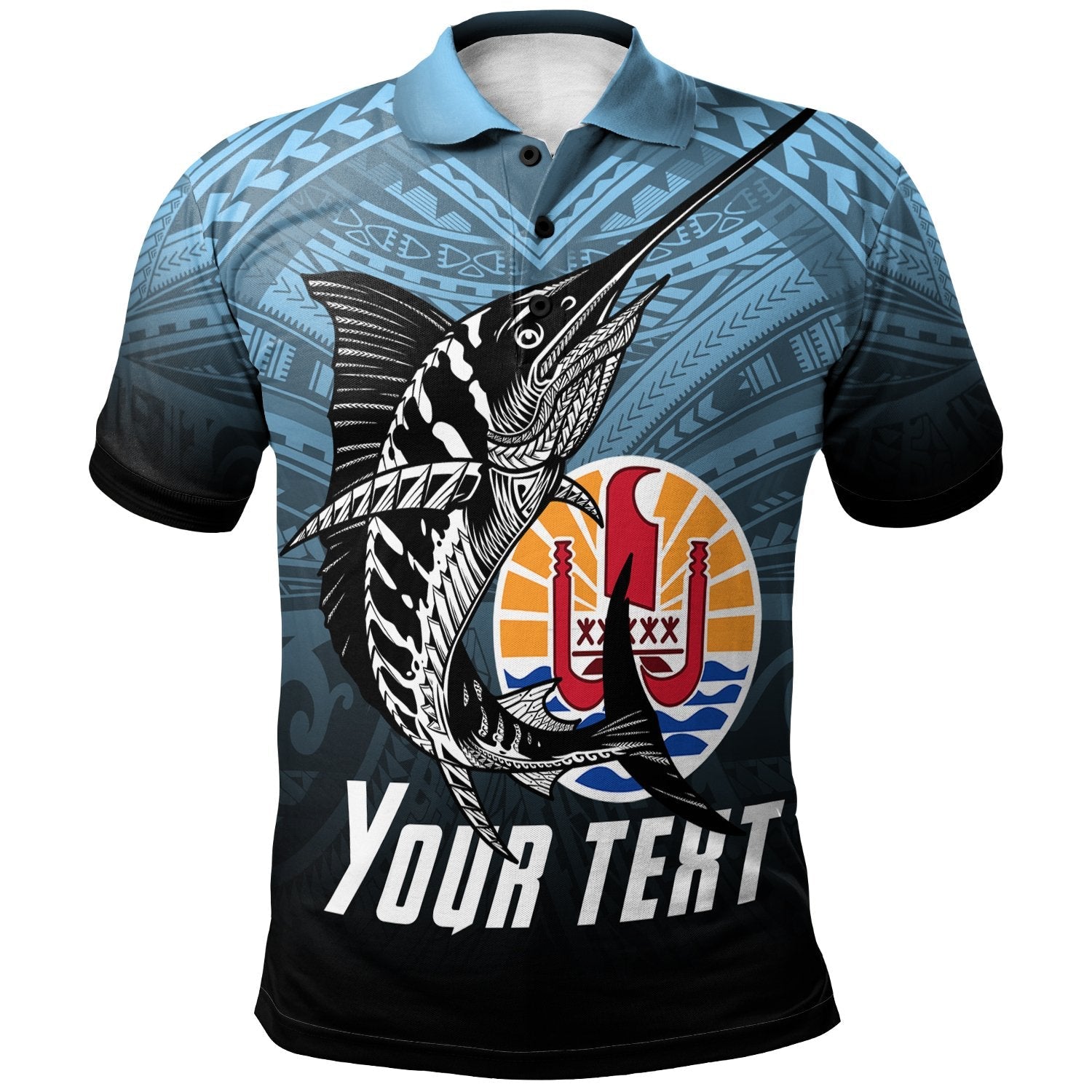 Tahiti Custom Personalized Polo Shirt - Polynesian Marlin Fish