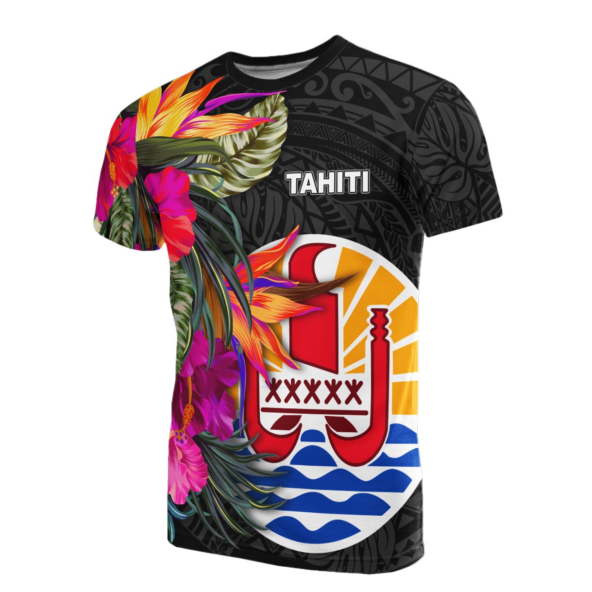 Tahiti T - Shirt - Hibiscus Polynesian Pattern
