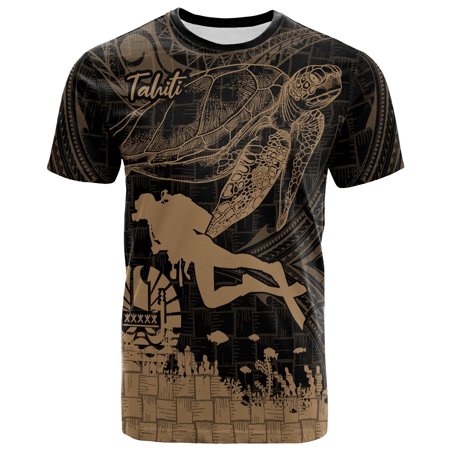 Tahiti T Shirt Scuba Diving With Turtle