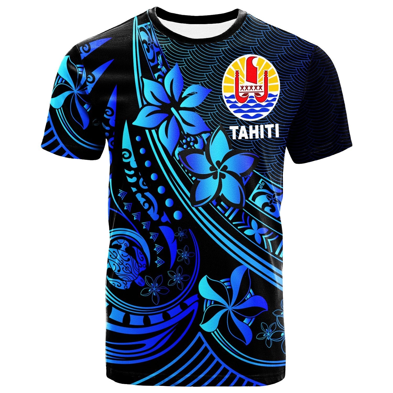 Tahiti T Shirt The Flow Of The Ocean Blue