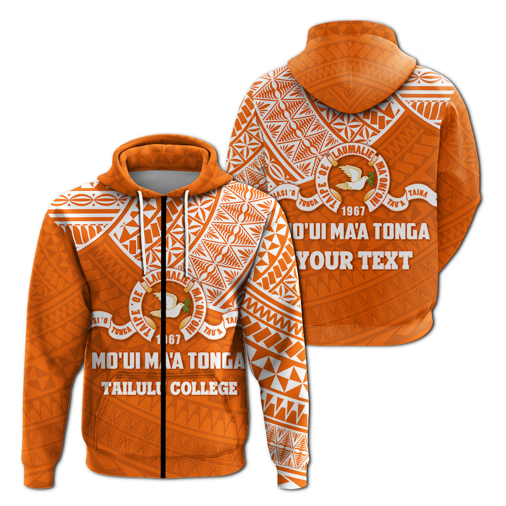Custom Text Tailulu College Zip Hoodie Personalised Moui Maa Tonga Hoodie