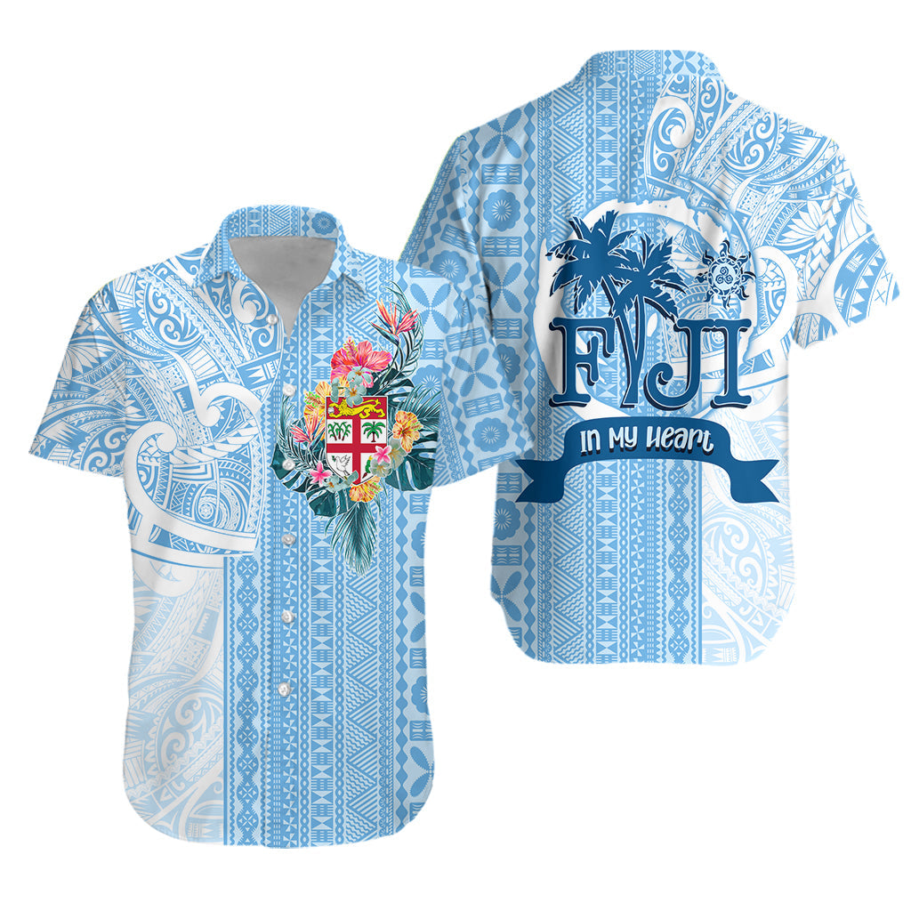 Fiji Tapa Pattern with Hibiscus Hawaiian Shirt - Fiji In My Heart