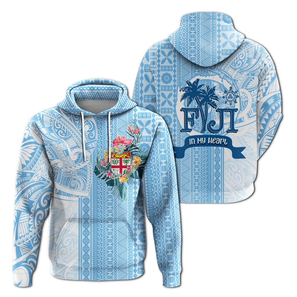 Fiji Tapa Pattern with Hibiscus Hoodie Fiji In My Heart