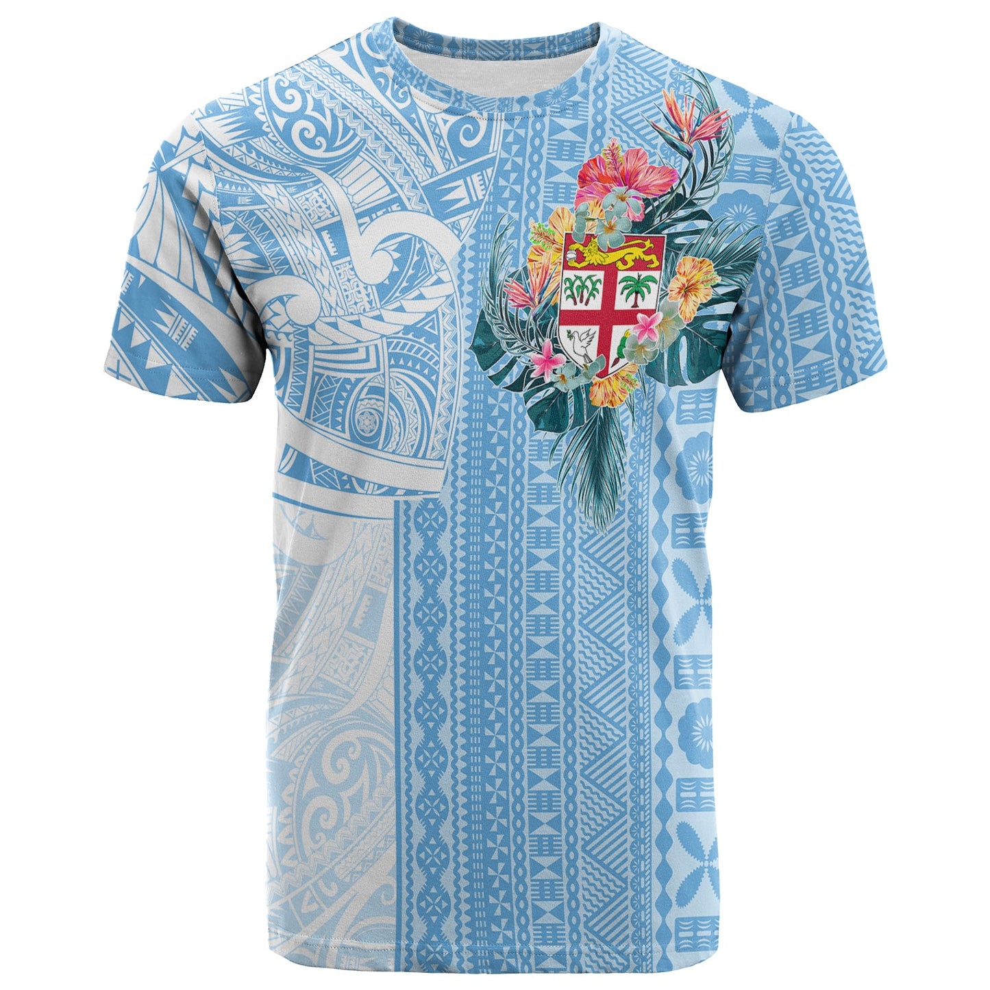Fiji Tapa Pattern with Hibiscus T Shirt Fiji In My Heart