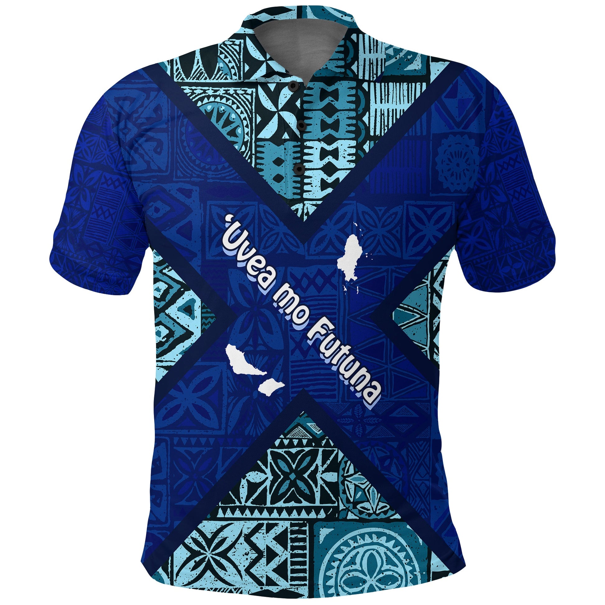 Uvea mo Futuna Dolphin Tapa Tribal Pattern Polo Shirt