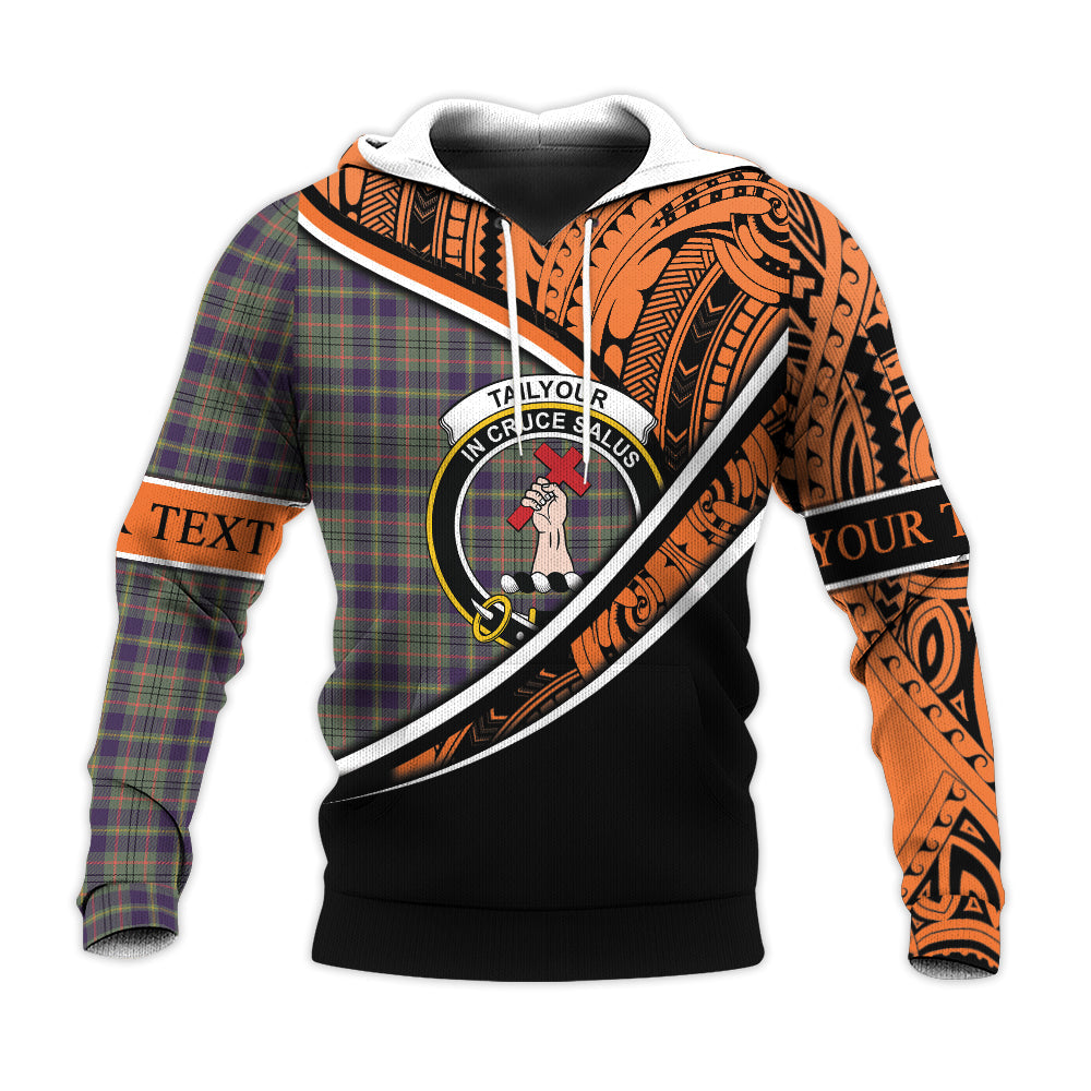 Printivon Taylor Weathered Knitted Hoodie Pattern Polynesian Custom Text