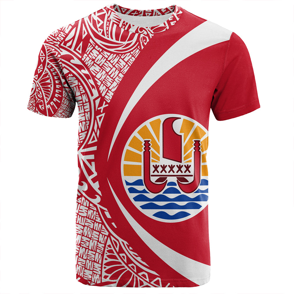 French Polynesia T-Shirt Coat Of Arm Lauhala Circle