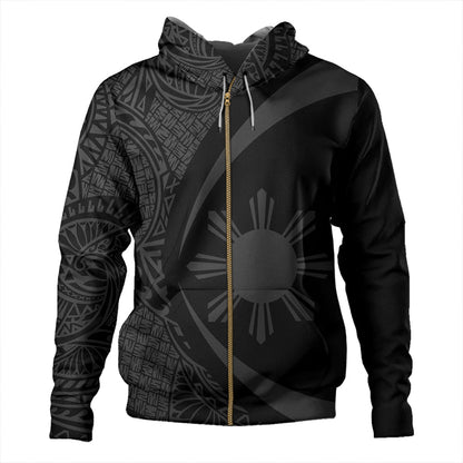 Philippines Hoodie Coat Of Arm Lauhala Gray Circle Style Zip Hoodie