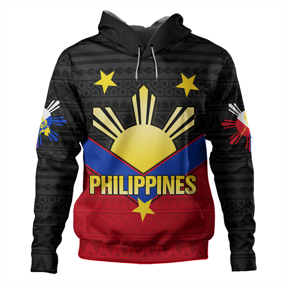 Philippines Hoodie Custom - Philippines Sun Star Sport Style Polynesian Zip Hoodie