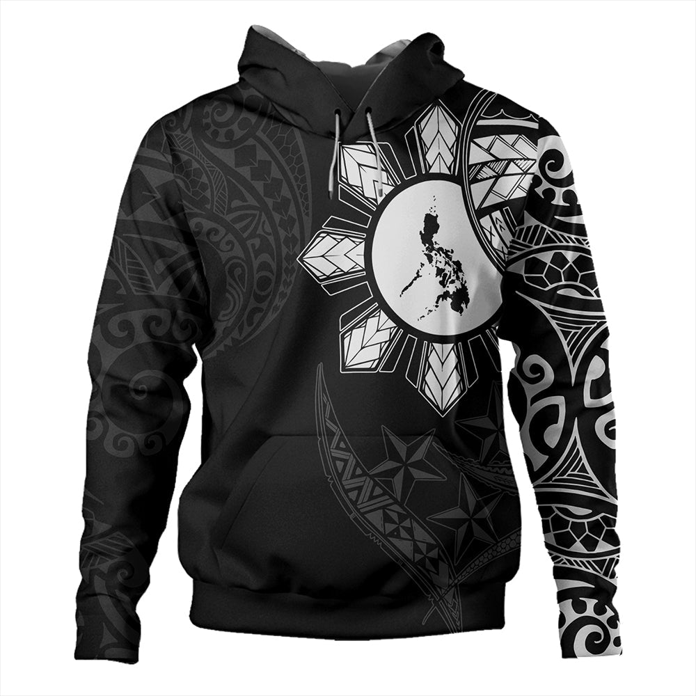 Philippines Hoodie Tribal Sun In My Heart Black Polynesian Pattern Zip Hoodie