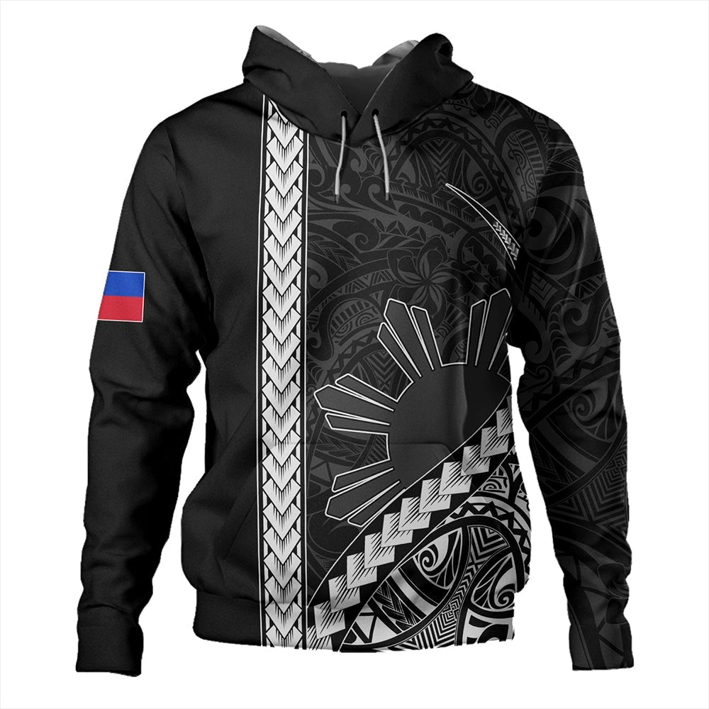 Philippines Hoodie Tribal Polynesian Sun Gray Unisex Printed Zip Hoodie