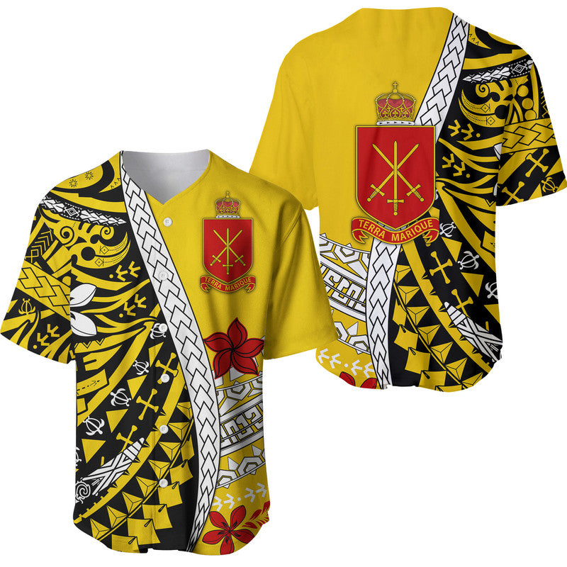 Tonga Terra Marique Baseball Jersey Gold Polynesian Minimalist Style