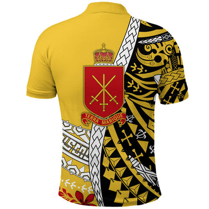 Tonga Terra Marique Polo Shirt Gold Polynesian Minimalist Style
