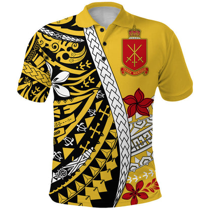 Tonga Terra Marique Polo Shirt Gold Polynesian Minimalist Style