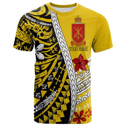 Custom Personalised Tonga Terra Marique T Shirt Gold Polynesian Minimalist Style