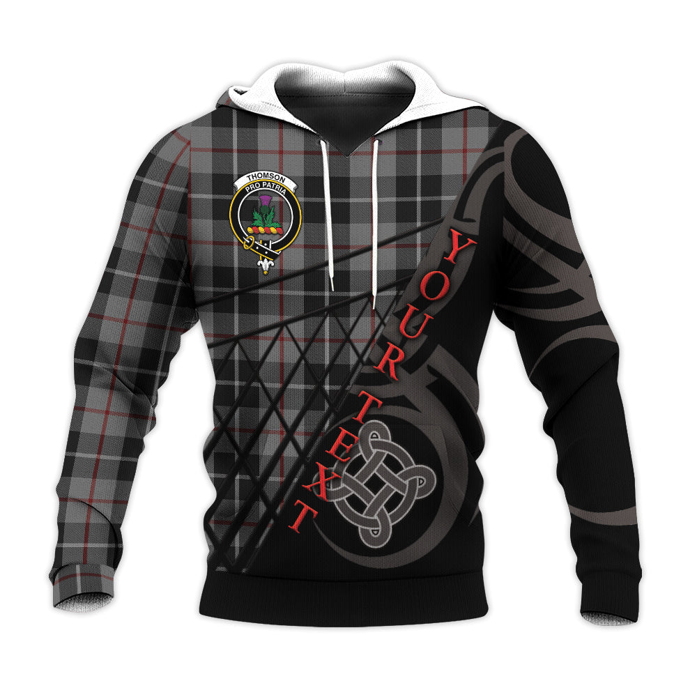 Printivon Thompson Grey Knitted Hoodie Pattern Celtic Custom Text