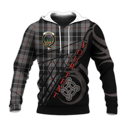 Printivon Thompson Grey Knitted Hoodie Pattern Celtic Custom Text