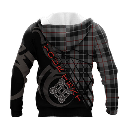 Printivon Thompson Grey Knitted Hoodie Pattern Celtic Custom Text