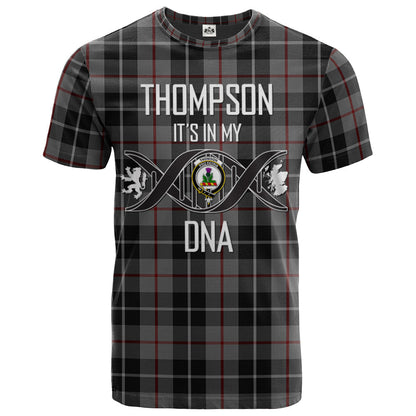 Printivon Thompson Grey Clan DNA In Me Tartan Crest T Shirt