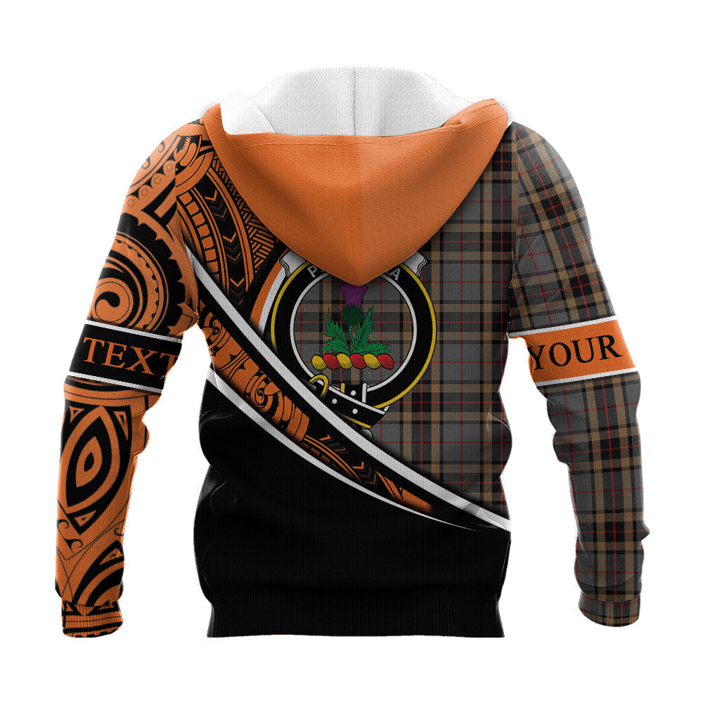 Printivon Thompson Special Grey Knitted Hoodie Pattern Polynesian Custom Text