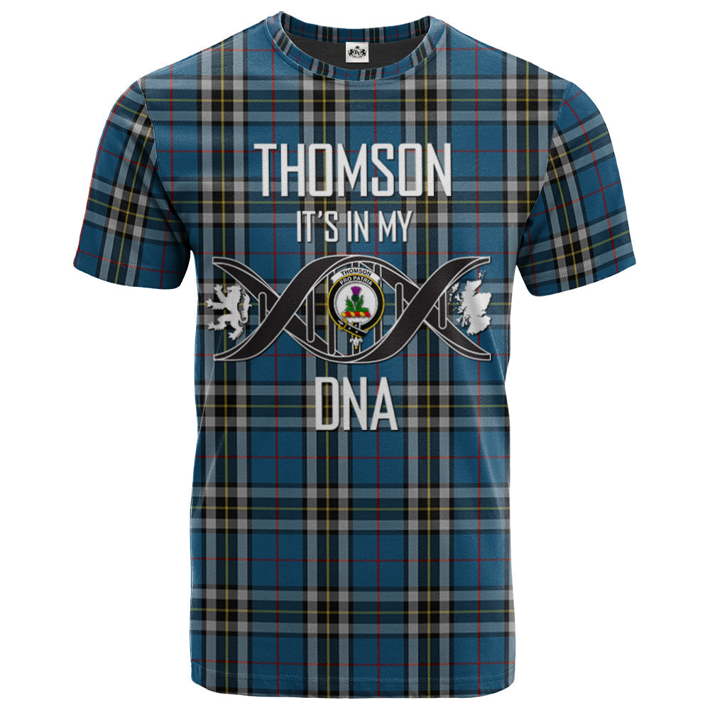 Printivon Thomson Dress Blue Clan DNA In Me Tartan Crest T Shirt