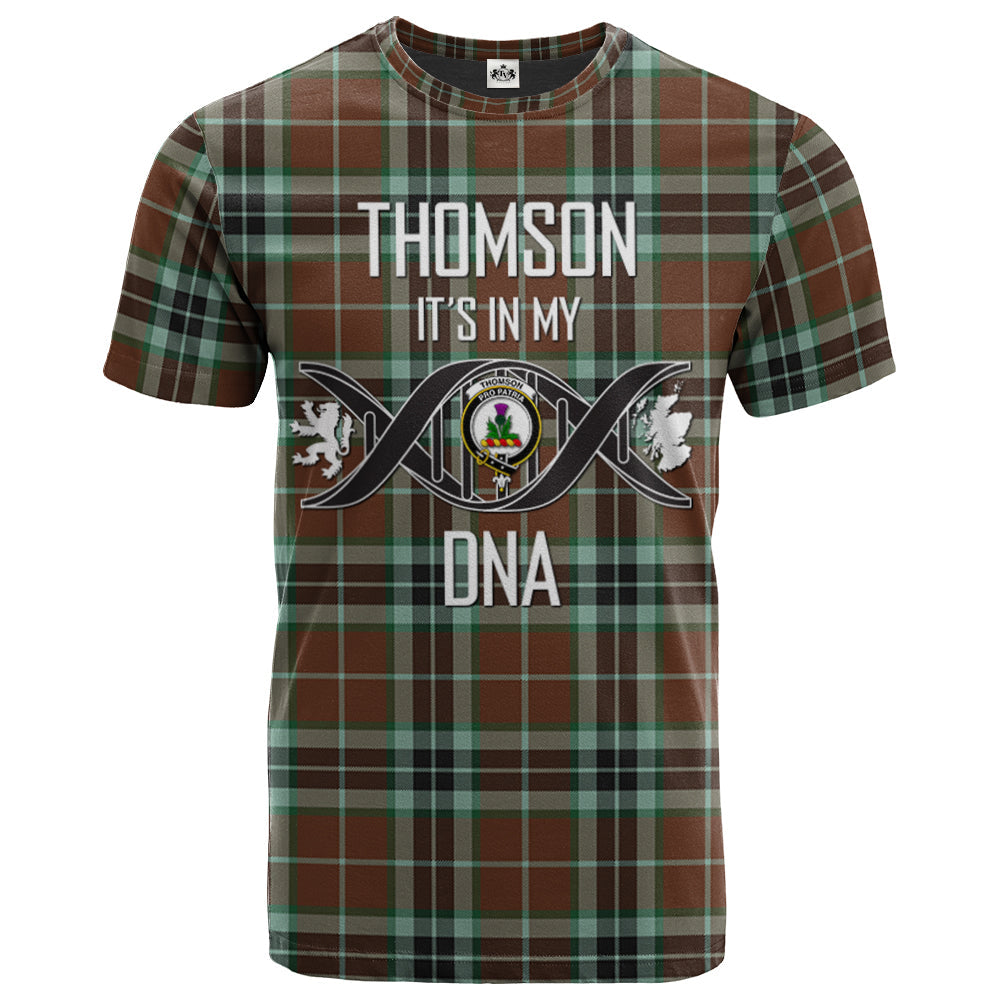 Printivon Thomson Hunting Modern Clan DNA In Me Tartan Crest T Shirt