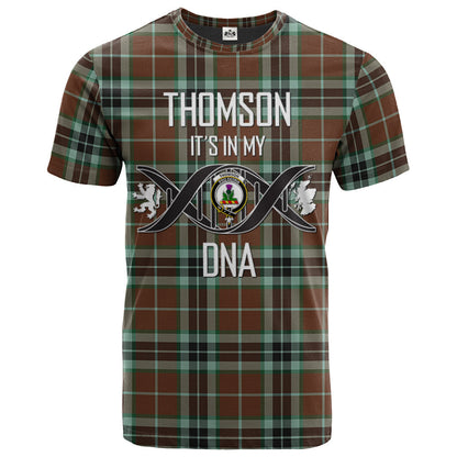 Printivon Thomson Hunting Modern Clan DNA In Me Tartan Crest T Shirt