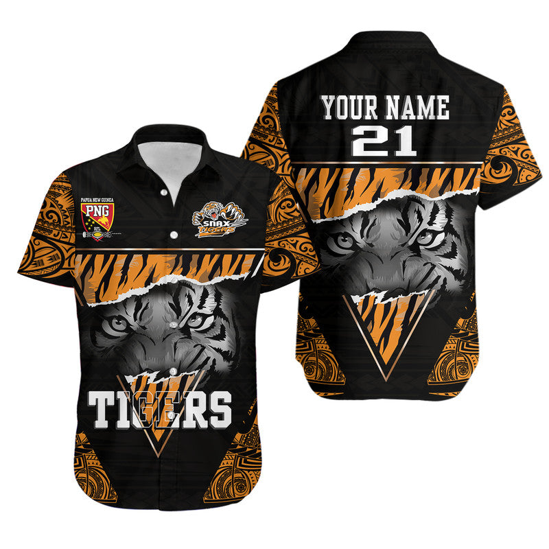 Custom Personalised Papua New Guinea Lae Snax Tigers Hawaiian Shirt Polynesian Tiger Face