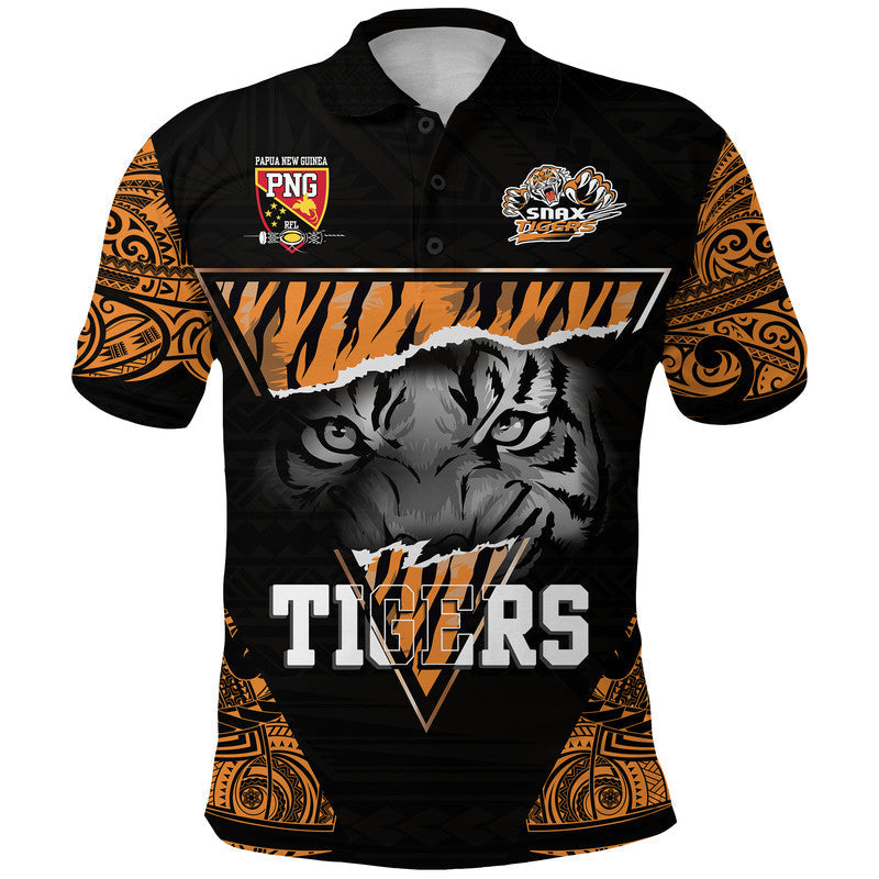 Papua New Guinea Lae Snax Tigers Polo Shirt Polynesian Tiger Face