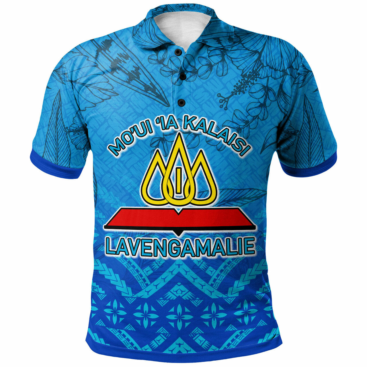 Tonga Polo Shirt - Lavengamalie College Logo With Tropical Flowers Polo Shirt