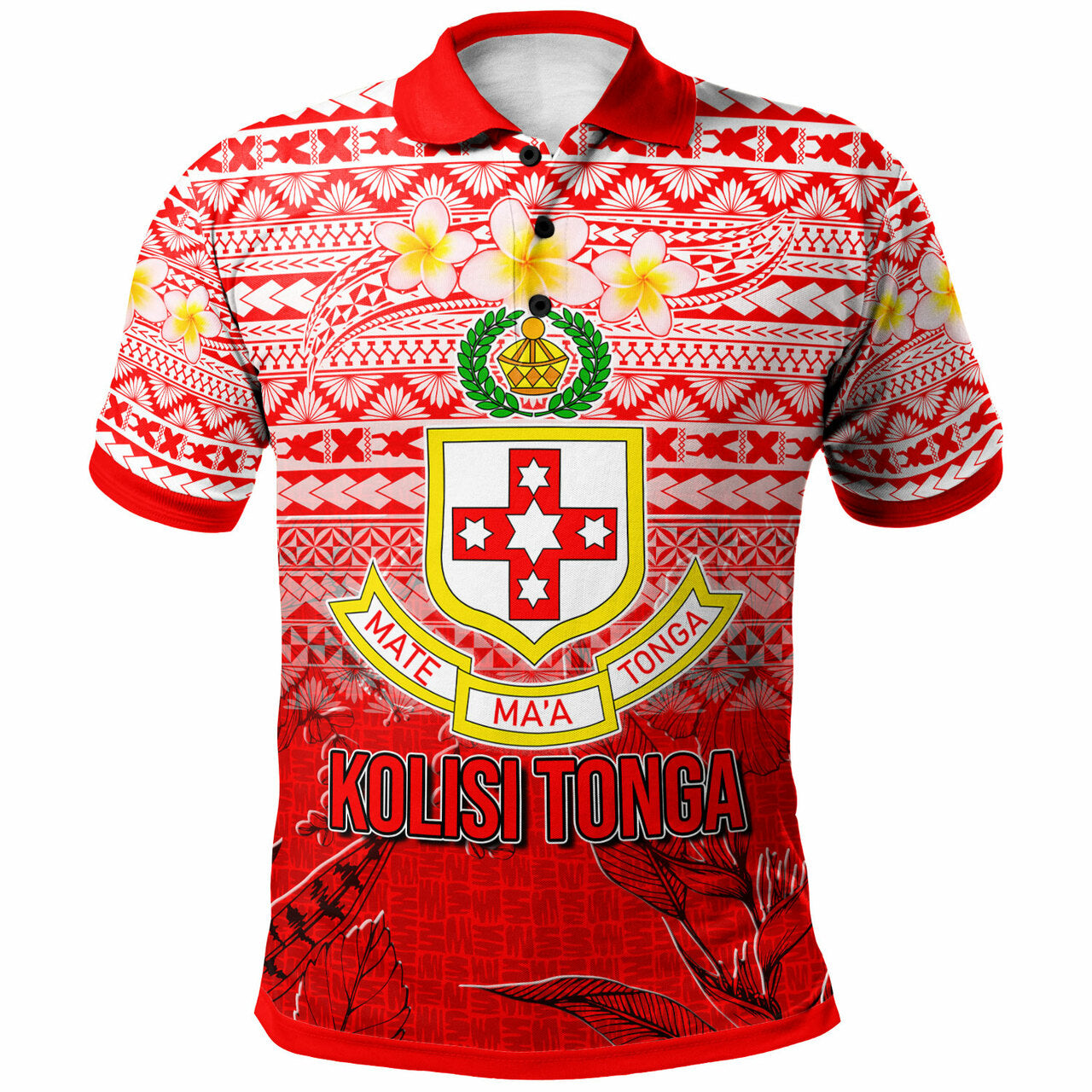 Tonga Polo Shirt - Kolisi Tonga With Tropical Flowers