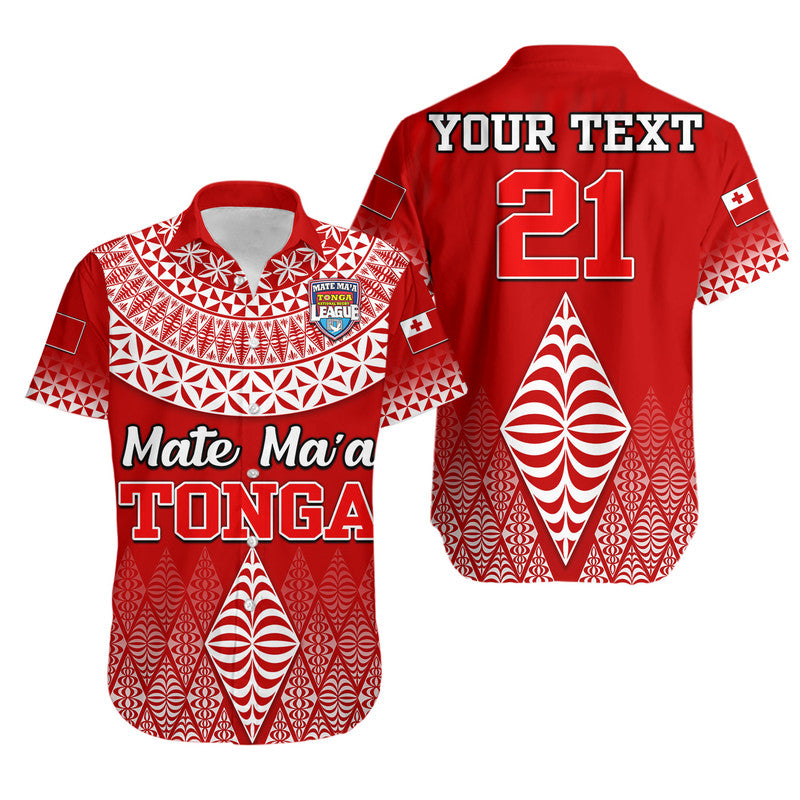 Custom Personalised Mate Ma'a Tonga Rugby Hawaiian Shirt Tongan Kupesi Ngatu Style