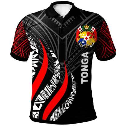 Tonga Polo Shirt - Tonga Strong Fire Pattern Red