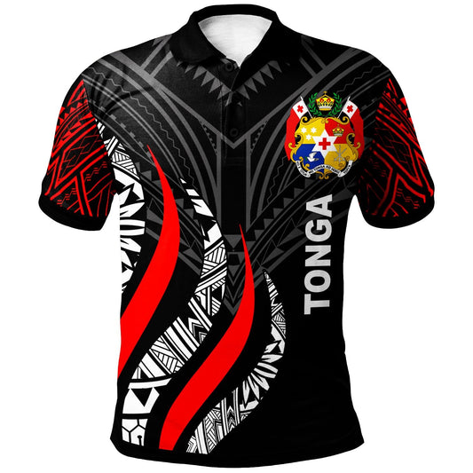 Tonga Polo Shirt - Tonga Strong Fire Pattern Red