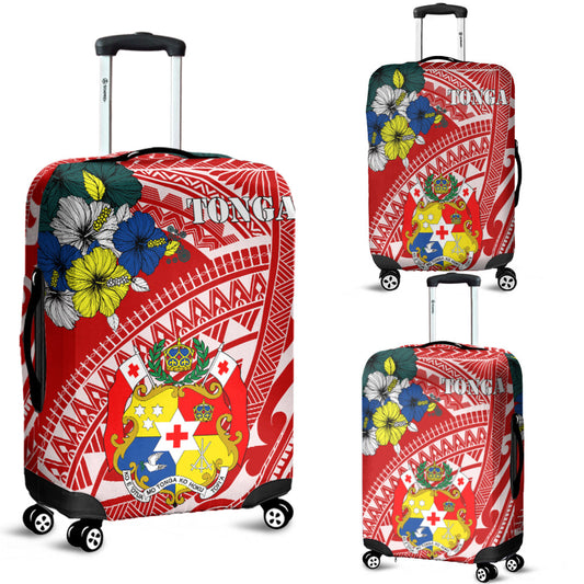 Tonga Luggage Covers Polynesian Pattern Red Color