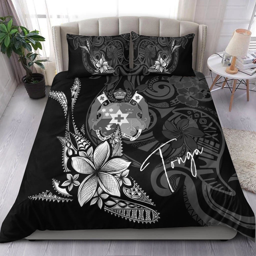Tonga Bedding Set Fish With Plumeria Flowers Style