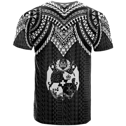 Tonga Custom Personalised T - Shirt - Polynesian Armor Style Black