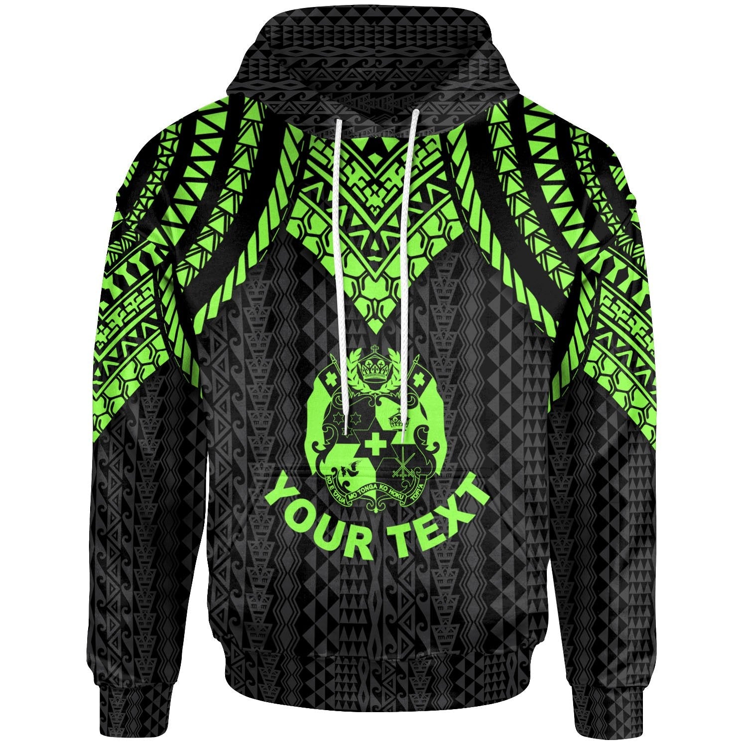 Tonga Hoodie Polynesian Armor Style Green