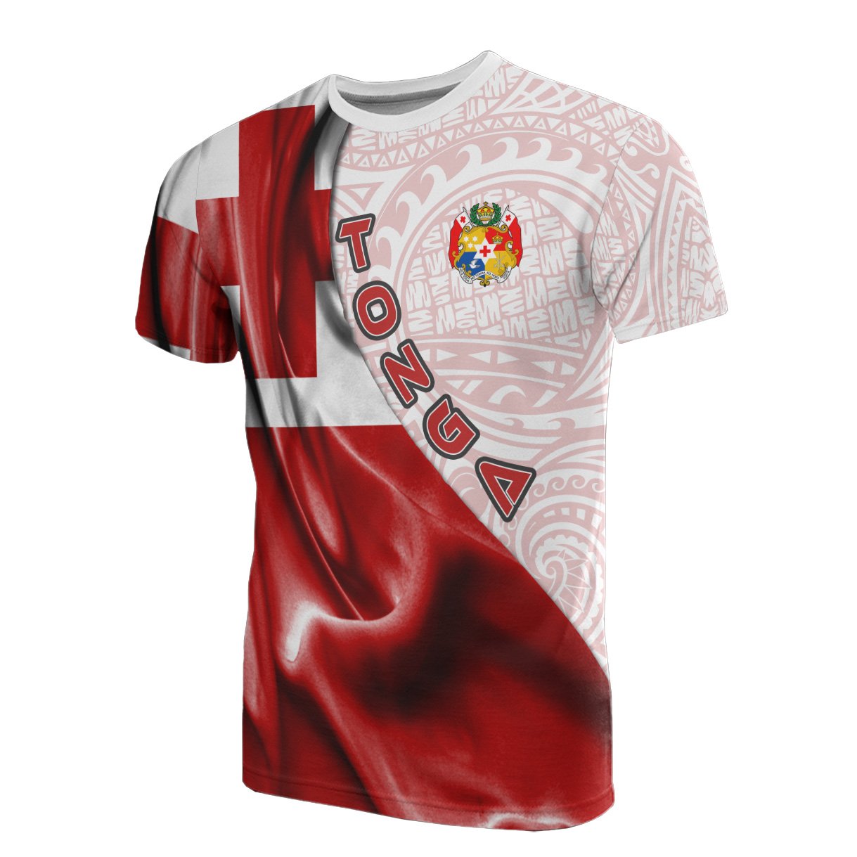 Tonga Polynesian T - Shirt - Waving Silky Flag