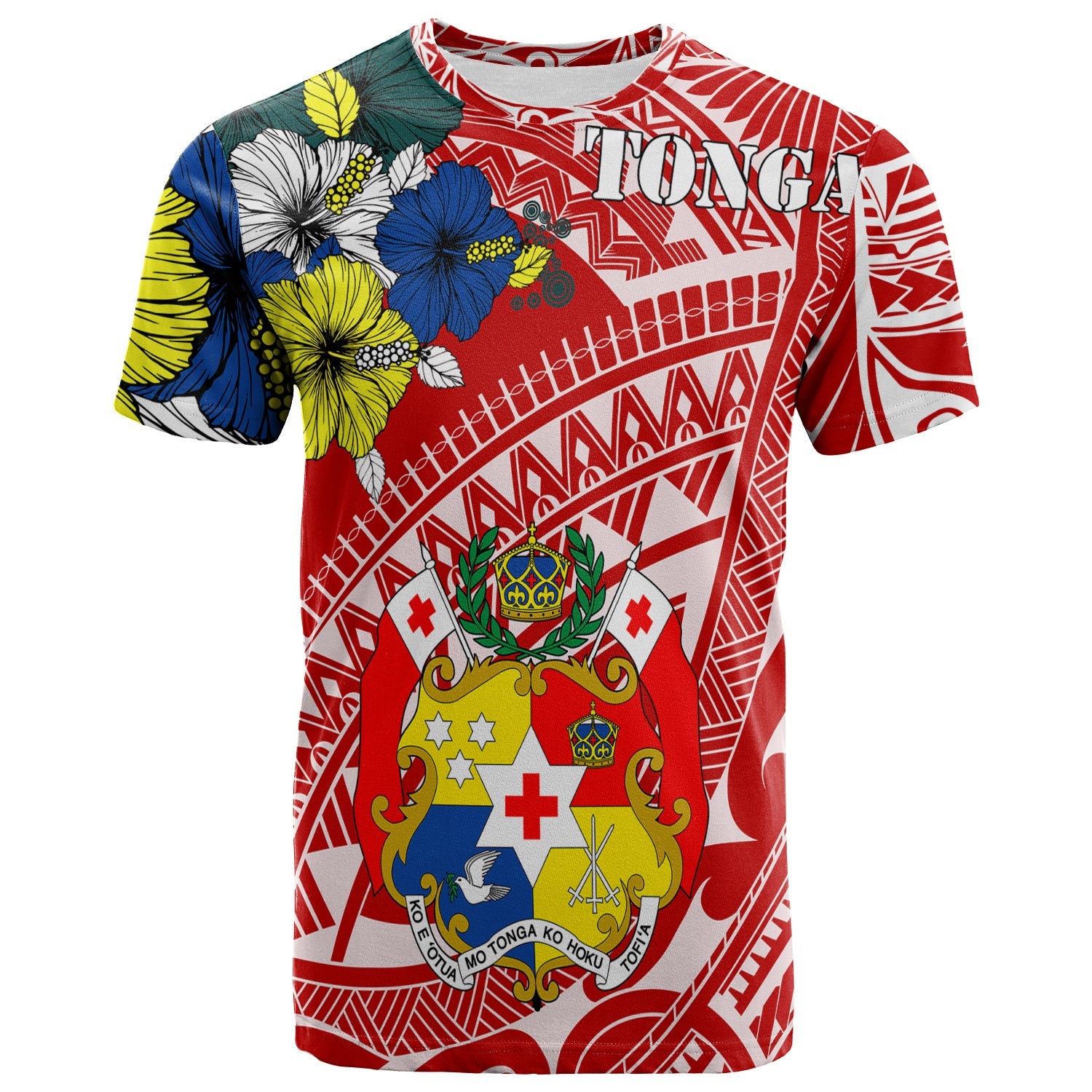 Tonga T - Shirt - Polynesian Pattern Red Color